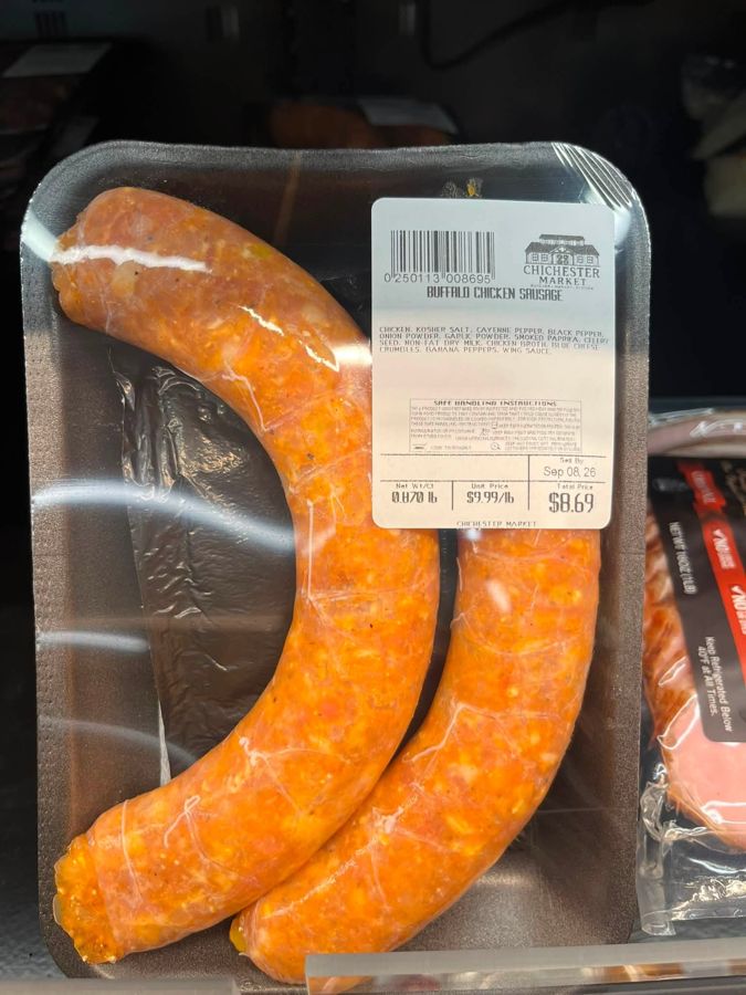 Chichester Market buffalo chicken sausage in its retail package