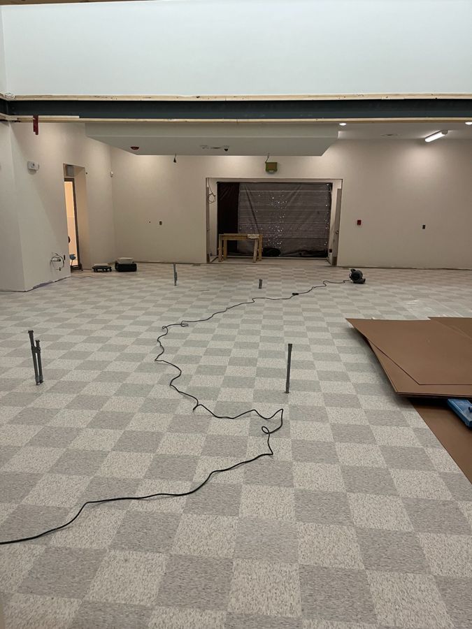 New flooring inside the market before shelves were installed