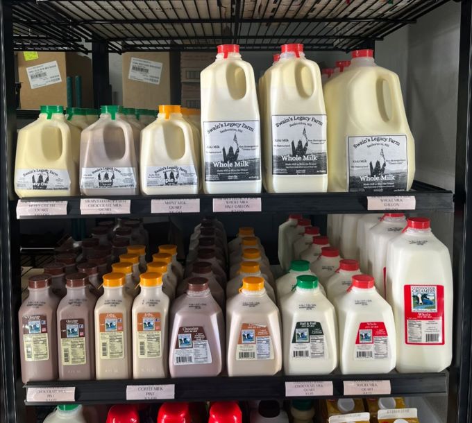Swain's Legacy Farm and Contoocook Creamery milk in the dairy case