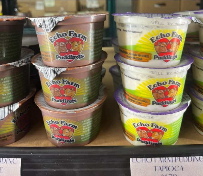 Chocolate and tapioca puddings from Echo Farm in Hinsdale, NH