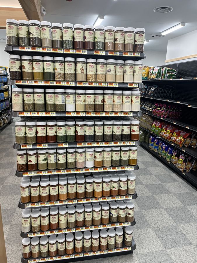 A wide selection of spices and seasonings