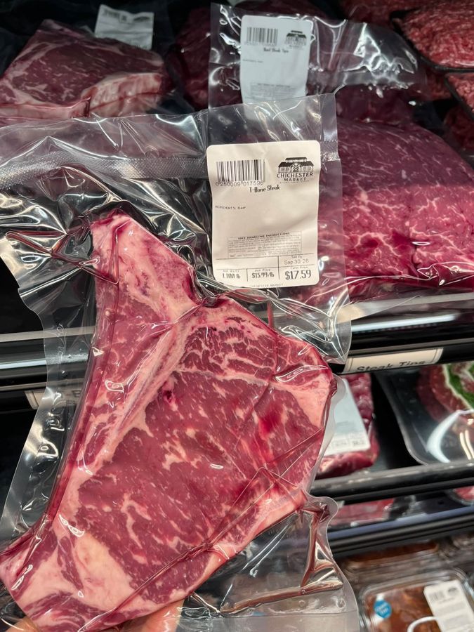 A vacuum-packed T-bone steak