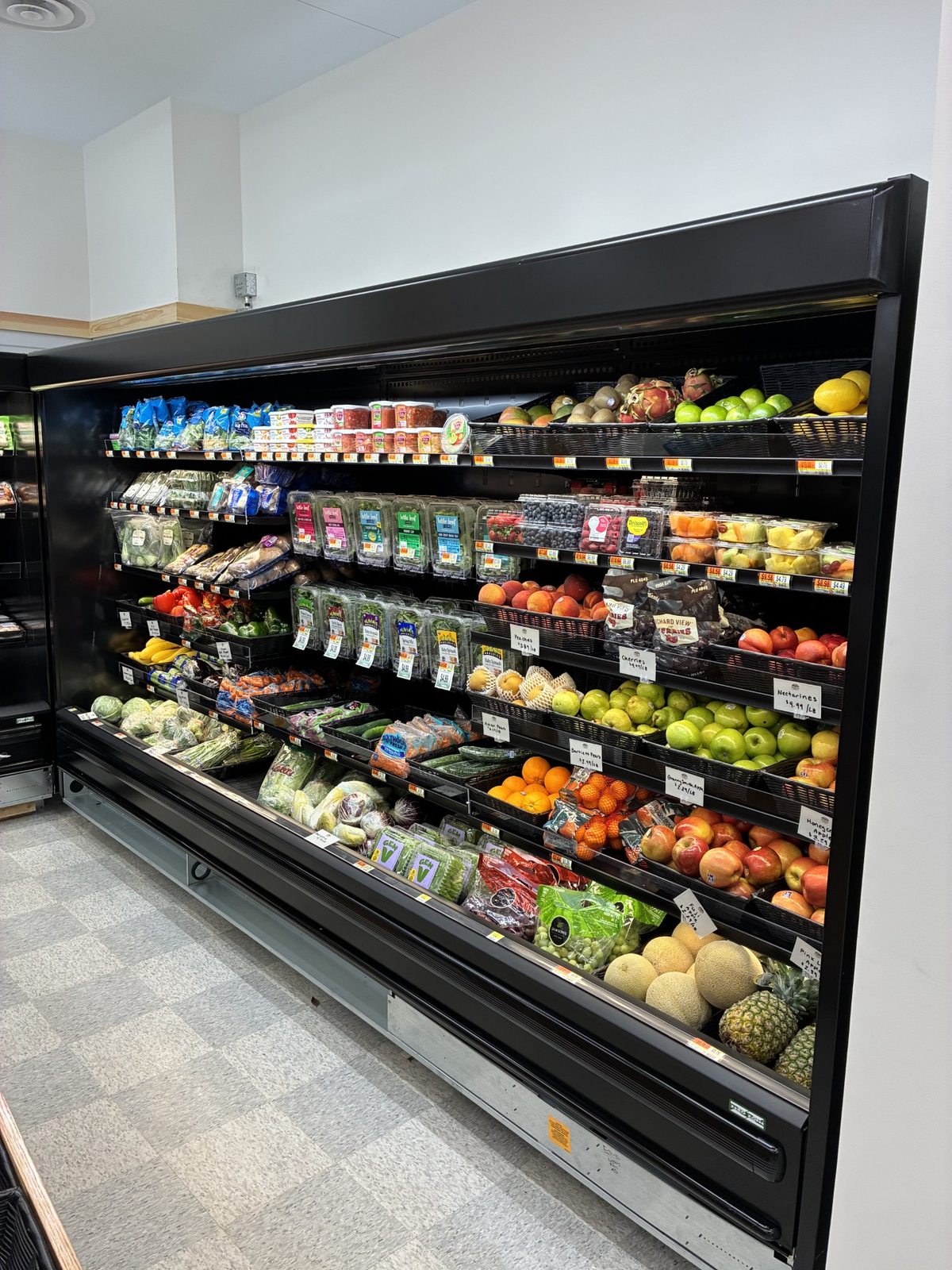 Fresh fruit and vegetables in the Chichester Market produce case